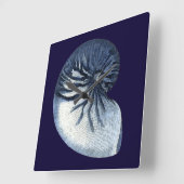 Indigo Shells VII Vierkante Klok (Hoek)