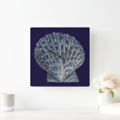 Indigo Shells VIII Vierkante Klok (Huis)