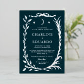 Indigo Silver  Ivy Ornament  Wedding  Invitation (Debout devant)