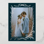 Indigo Silver  Ivy Ornament  Wedding  Invitation (Verso)