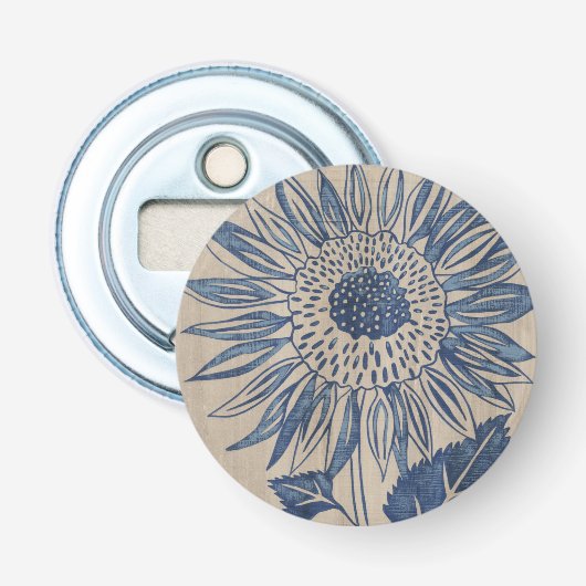 Indigo Sunflower Button Flesopener (Voorkant)