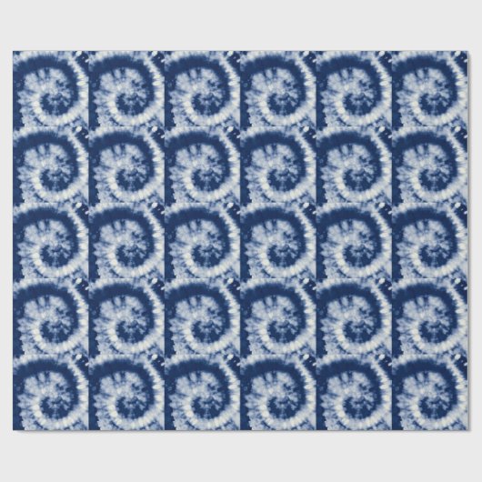 Indigo swirl, stropdas-kleurstof, bohemien. cadeaupapier (Vlak)