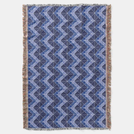 Indigo Tangram Throw Blanket Deken (Voorkant Verticaal)