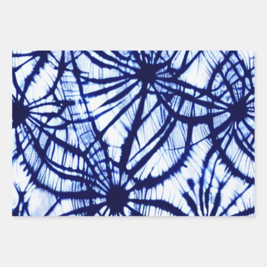 Indigo Tie Dye Spider Web Wrapping Paper (Voorkant)