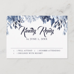 Indigo Tuin Bloemen Bruiloft RSVP Reactie Kaart