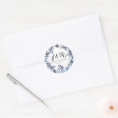 Indigo Tuin Monogram Initiaal Trouwgunst Ronde Sticker (Envelop)