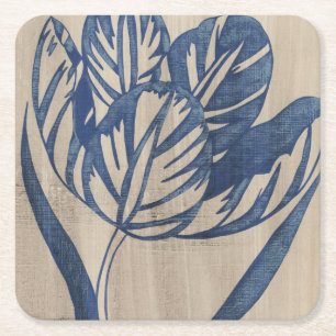 Indigo Tulip Vierkante Kartonnen Onderzetter