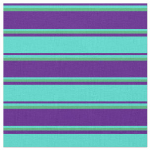Indigo, Turquoise, en Zee Groene gekleurde Stripes Stof