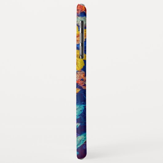 Indigo-valbladeren zwenkpatroon Case-Mate iPhone case (Achterkant/links)