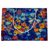 Indigo-valbladeren zwenkpatroon groot cadeauzakje (Voorkant)