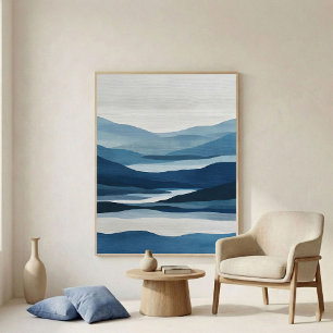 Indigo Valley Lagen Abstracte Wandkunst Poster