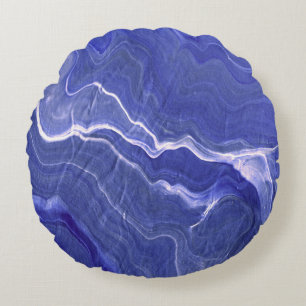 Indigo Violet Agate Marble Abstraction Rond Kussen