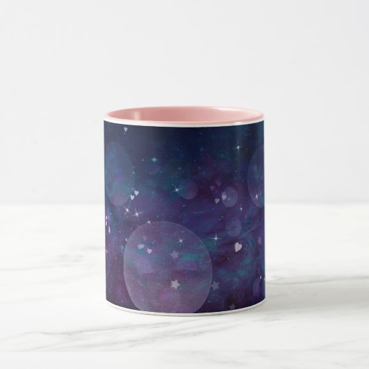 Indigo Violet Pretty Sparkle Lights Hearts & Stars Mok (Midden)