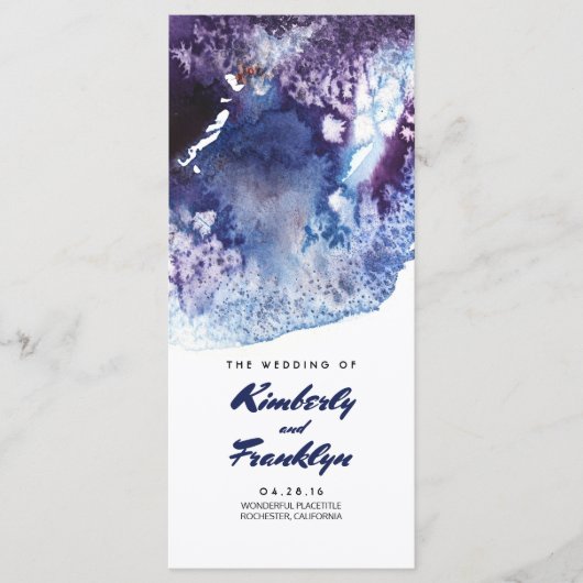 Indigo Watercolor Crystals Programmes de mariage m (Devant)