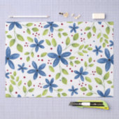 Indigo Waterolor Floral Bouquet Pattern Tissuepapier (Craft)