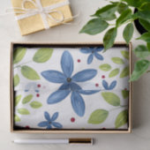 Indigo Waterolor Floral Bouquet Pattern Tissuepapier (Geschenk)