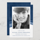 Indigo Waterverf Afstuderen Foto aankondiging (Voorkant / Achterkant)