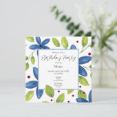 Indigo Waterverf Floral Bouquet Kaart (Staand voorkant)