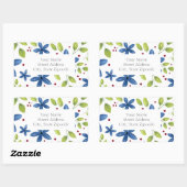 Indigo Waterverf Floral Bouquet Pattern labels (Vel)