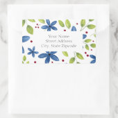 Indigo Waterverf Floral Bouquet Pattern labels (Tas)