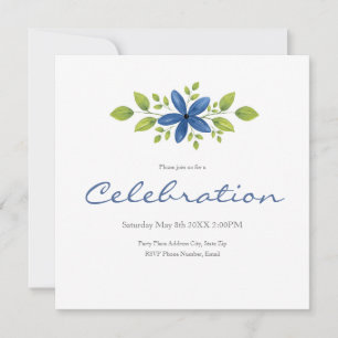 Indigo Waterverf Floral Swag 2 Kaart
