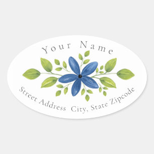 Indigo Waterverf Floral Swag 2 Label