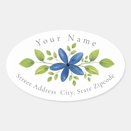 Indigo Waterverf Floral Swag 2 Label (Voorkant)