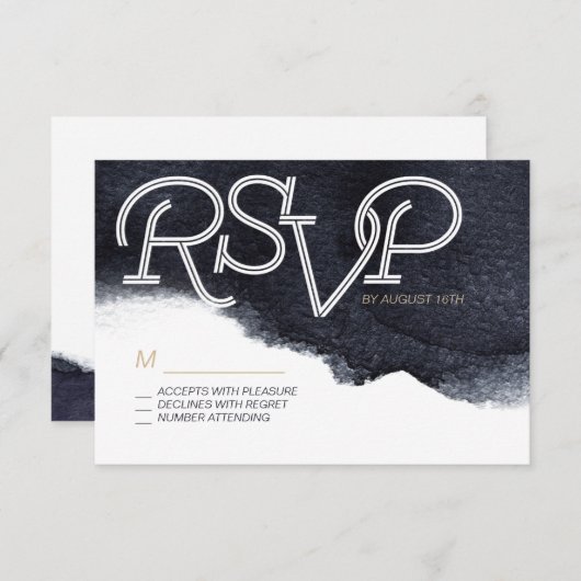 Indigo waterverf modern eenvoudig bruiloft RSVP (Voorkant / Achterkant)