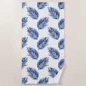 Indigo Waterverf Palm Fronds Pattern Strandlaken (Voorkant)