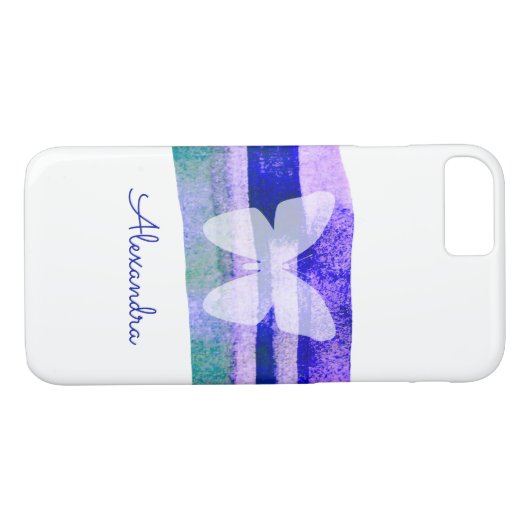 Indigo Waterverf vlinder gepersonaliseerd Case-Mate iPhone Case (Achterkant (Horizontaal))