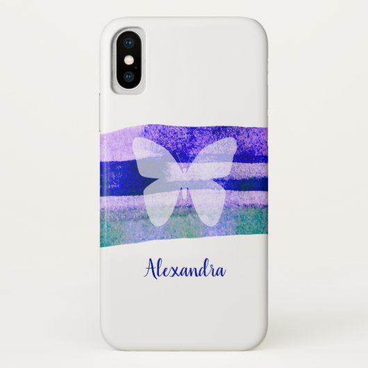 Indigo Waterverf vlinder gepersonaliseerd Case-Mate iPhone Case (Achterkant)