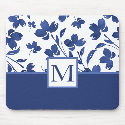Indigo Waterverf Vloerstenen Muismat (Voorkant)