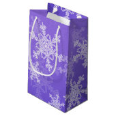 Indigo Witte Sneeuwvlokken Minimalistisch Kerstfee Klein Cadeauzakje (Achterkant Gekanteld)