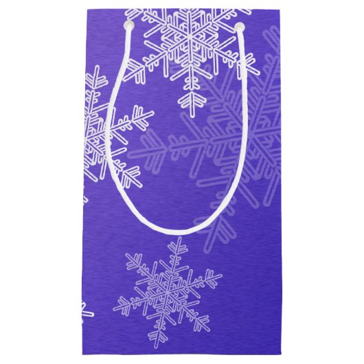 Indigo Witte Sneeuwvlokken Minimalistisch Kerstfee Klein Cadeauzakje (Voorkant)