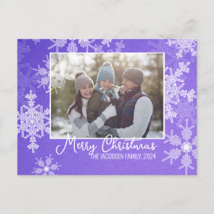 Indigo Witte Sneeuwvlokken Minimalistische Kerst F Feestdagenkaart