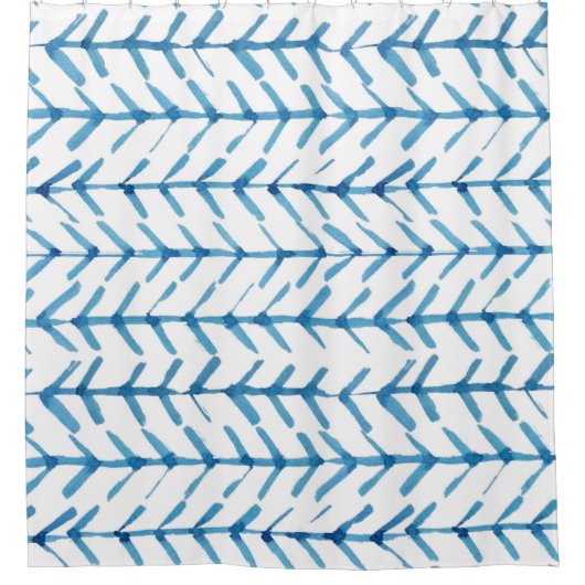 Indigoblauwe japanse waterverf casual pijlen kind douchegordijn (Voorkant)