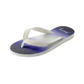 Indigooceaanblauw en wit aanpasbaar met naam kinder teenslippers (Schuin)
