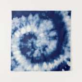 Indigoronde. Bohemiene Tie Dye. Blue Roll Psychede Wandkleed (Voorkant (horizontaal))
