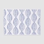 IndigoVine-Minimalistisch bladpatroon Indigo & Wit Tissuepapier (Voorkant)