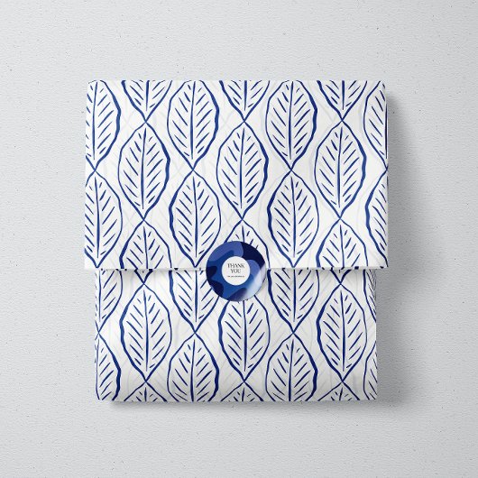 IndigoVine-Minimalistisch bladpatroon Indigo & Wit Tissuepapier