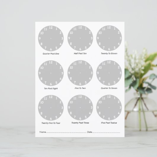 Indiquer l'heure des feuilles de travail (Debout devant)