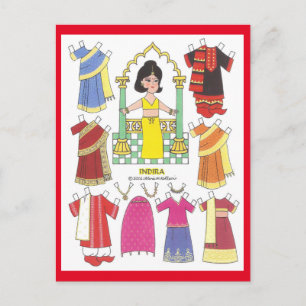 Indira, Sari Girl of India Paper Doll Briefkaart