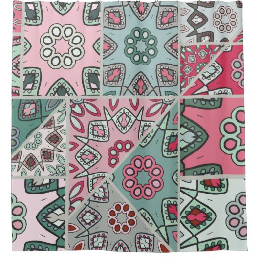 Indisch Arabisch Patchwork Quilt Douchegordijn (Voorkant)