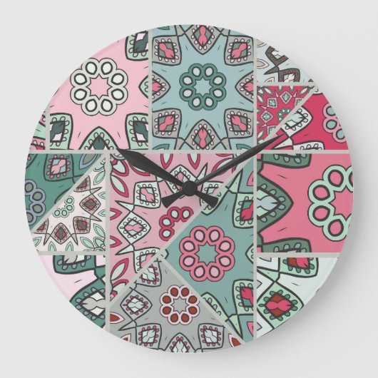 Indisch Arabisch Patchwork Quilt Grote Klok (Voorkant)