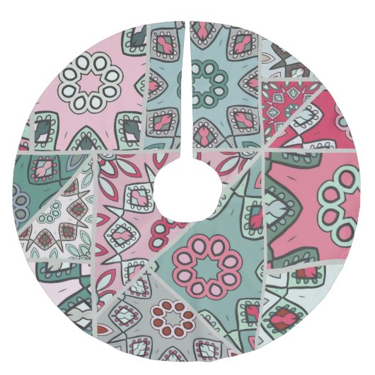 Indisch Arabisch Patchwork Quilt Kerstboom Rok (Voorkant)
