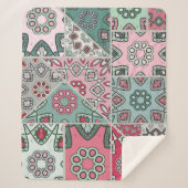 Indisch Arabisch Patchwork Quilt  Sherpa Deken (Voorkant)