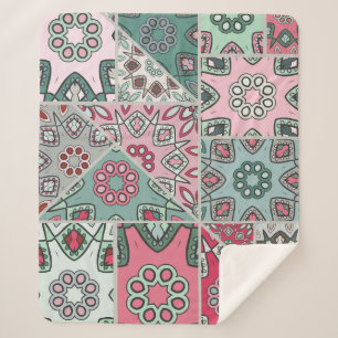Indisch Arabisch Patchwork Quilt  Sherpa Deken
