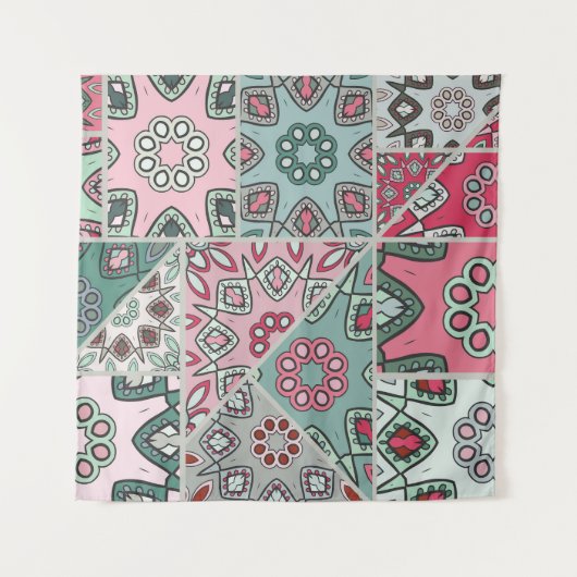 Indisch Arabisch Patchwork Quilt Wandkleed (Voorkant)