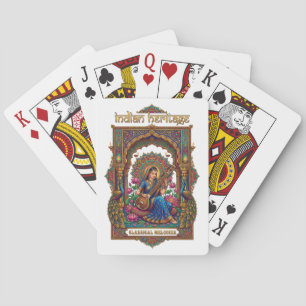 Indisch Erfgoed: Klassieke Muzikant Veena Kunst Pokerkaarten
