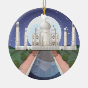 Indisch wereldicoon logo reisposter keramisch ornament